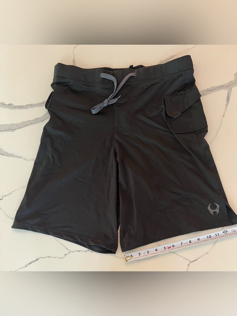 Hylete Black Athletic Drawstring Shorts with Cargo Pocket